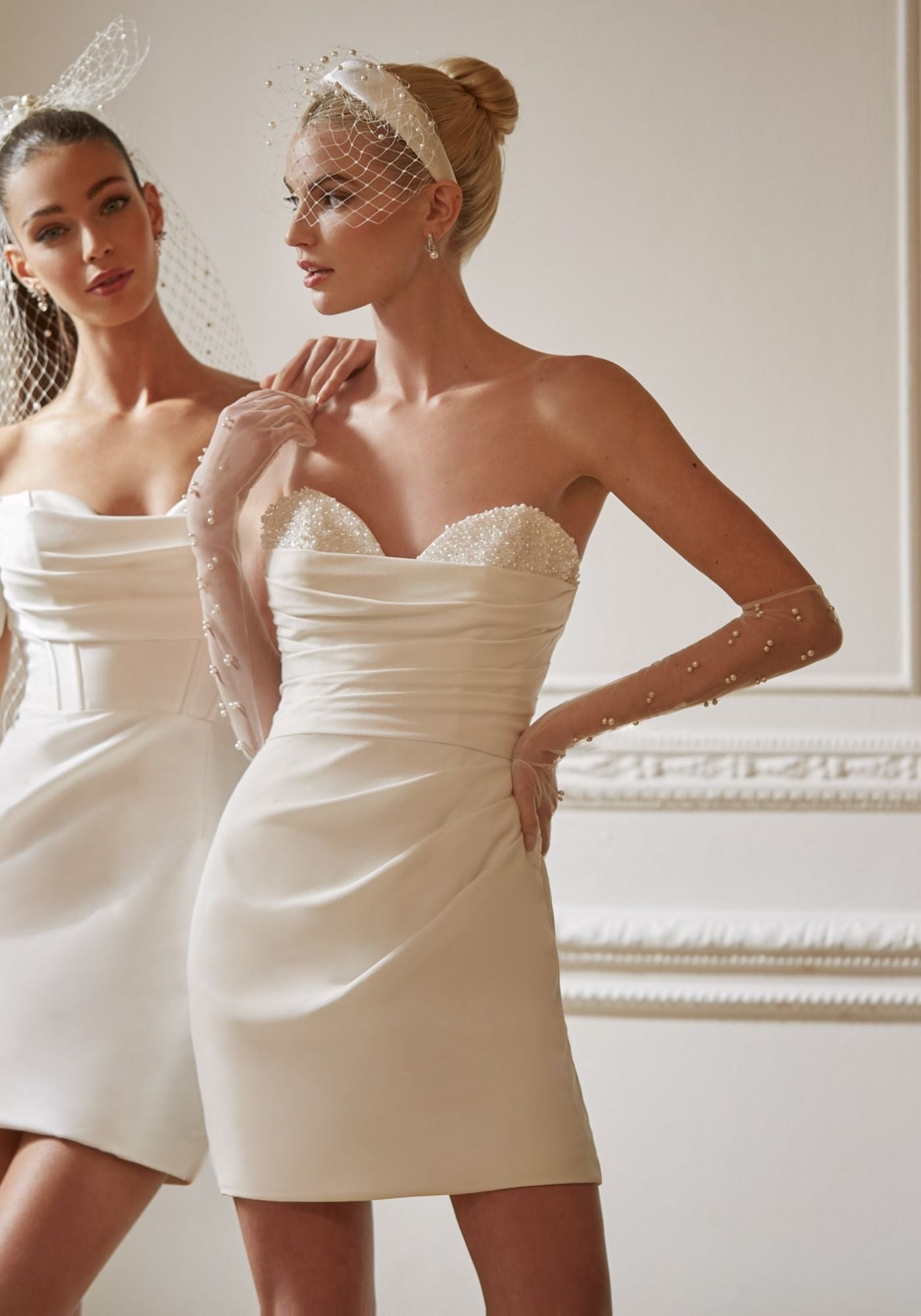 Mini wedding dress with beaded neckline ellis bridals Mini wedding dress with beaded neckline ellis bridals